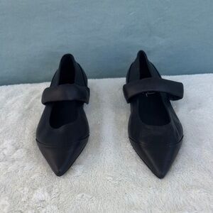 NWOT Agl Rocio Mary Jane Black Pointed-Toe Flats Leather EU 35.5